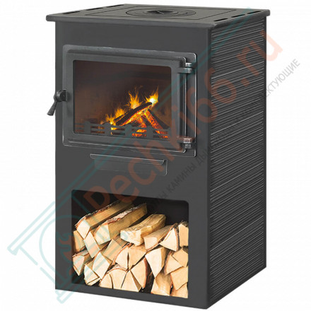 Печь-камин Панорама Антрацит с плитой (Этна)