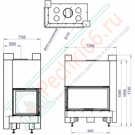 Каминная топка CFL 1000W левая, белый шамот (Stav)