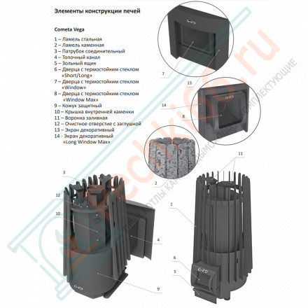 Дровяная банная печь Grill'D Cometa 350 Vega Window Max
