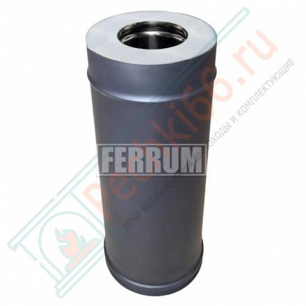 Сэндвич труба для дымохода L=0,5м (430/0,8 мм + нерж / эмаль /600° черная) d-115/200 (Ferrum Blackside Ceramics)