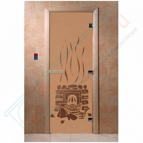 Дверь стеклянная для бани, матовая бронза, "Банька" 1900х700 (DoorWood) в Саратове