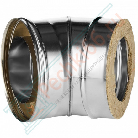 Отвод 45° с изол (НЕРЖ-321/0,8-НЕРЖ-439/0,5) d-300/380 (Дымок-Lux)