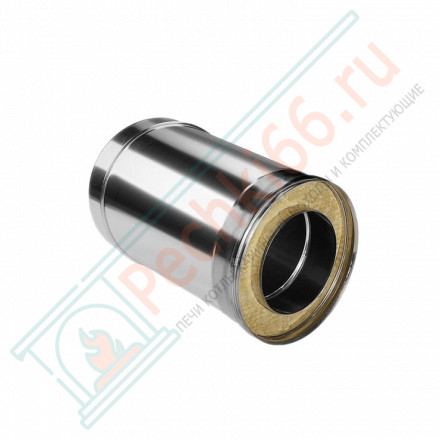 Сэндвич труба для дымохода L=250 (НЕРЖ-321/0,8-НЕРЖ-439/0,5) d-150/230 (Дымок-Lux)