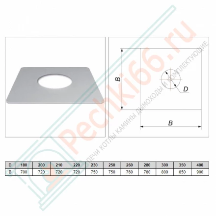 Фланец без изол 900х900 на трубу V50R (AISI-304/0,5) d-300/400 (Вулкан)