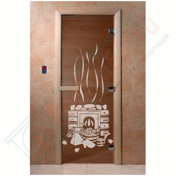 Стеклянная дверь для бани бронза прозрачная "Банька" 1900х700 (DoorWood) в Саратове