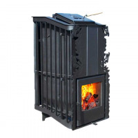 Печь банная Терма Каменка мини укороченная топка, панорама (Варвара)