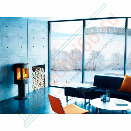 Печь-камин 880:5 Style, верх нержавеющая сталь, шлифовка, цвет черный (Contura)