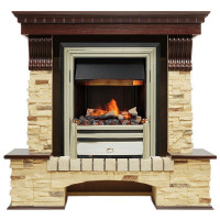 Каминокомплект электрический Pierre Luxe угловой - Темный дуб / Сланец (Высота 1050мм) с очагом Cavendish (Dimplex)