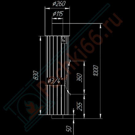 Дымоход с регистром Россо Леванте наборный, d-115, L=1000 мм (Feringer)