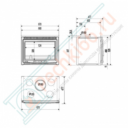 Каминная топка Tertio 67 (Supra) 9 кВт