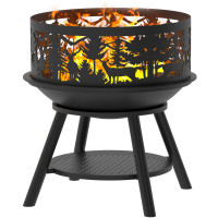 Чугунная костровая чаша Fantastic Ø 700 на подставке престиж, декор Русский Лес (Везувий) Чугунная костровая чаша Fantastic Ø 700 на подставке престиж, декор Русский Лес (Везувий)