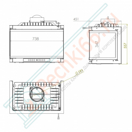 Каминная топка Font 700 L R, трехстороннее стекло (ECHA-TECH) 14 кВт