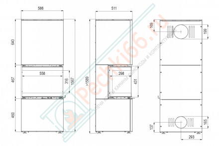 Печь-камин Intra xms c ver. compact 1, коричневая сталь (Defro-Home) 8кВт