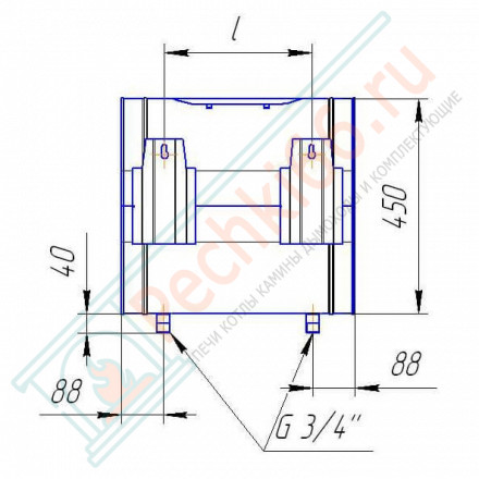 Бак для воды настенный, горизонтальный (НЕРЖ-304/0,8мм) 76 л (Вулкан)