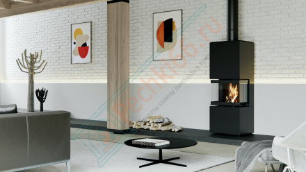 Печь-камин Intra xms c ver. compact 1, серая сталь (Defro-Home) 8кВт